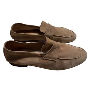 M.Gemi Suede Loafers Size 43 Leather Sandstone Tan Slip On Soft Italian Italy
